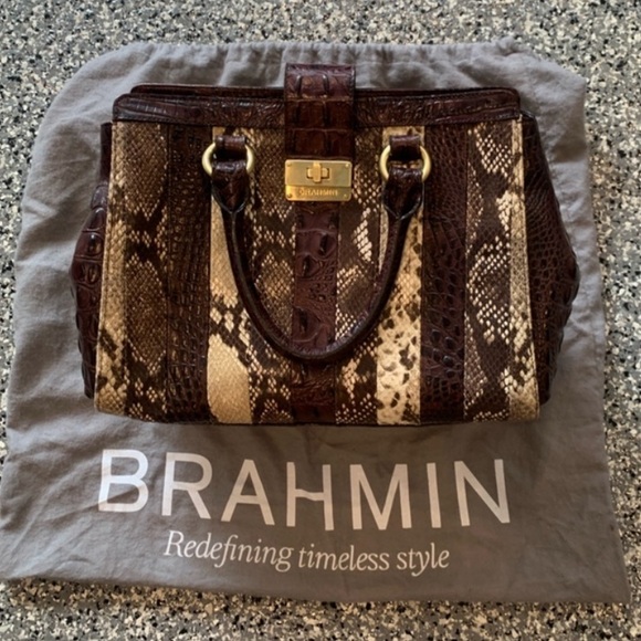 Brahmin Annabelle Rare Tri-texture Anaconda Satchel - Picture 2 of 11
